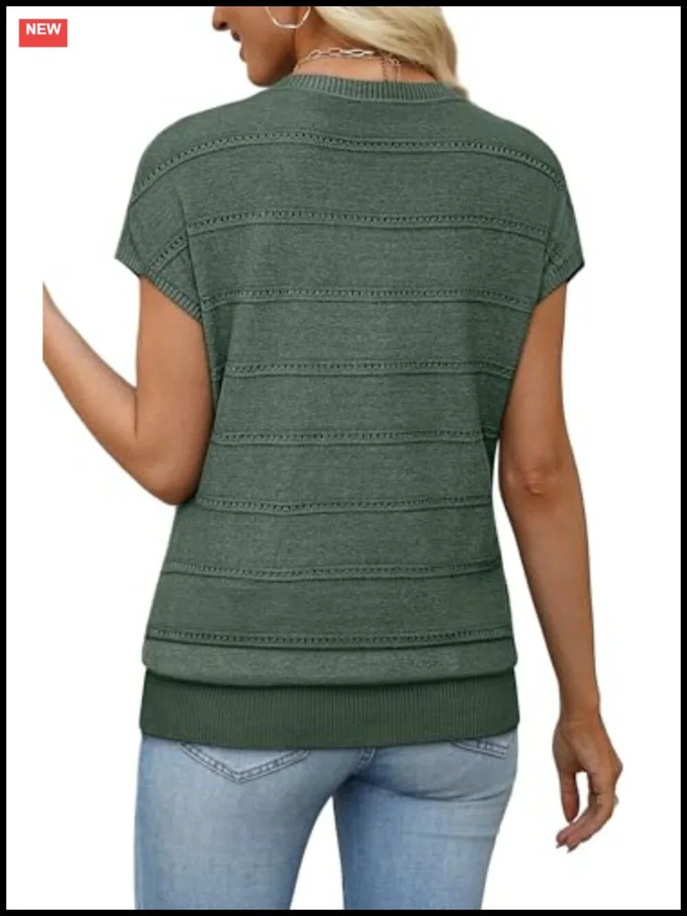 Womens V Neck Knit Sweater Cap Sleeve Lightweight Summer Top Business Casual